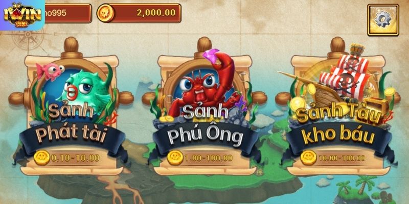 Giao diện chọn sảnh cược tại bắn cá Đế Vương IWIN