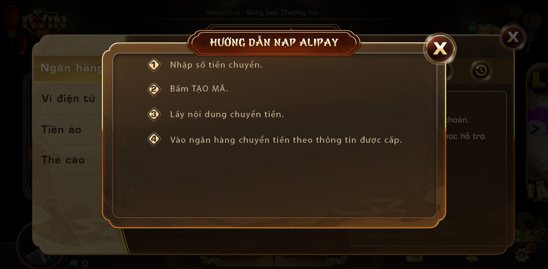 hệ thống nạp rút tiền IWIN