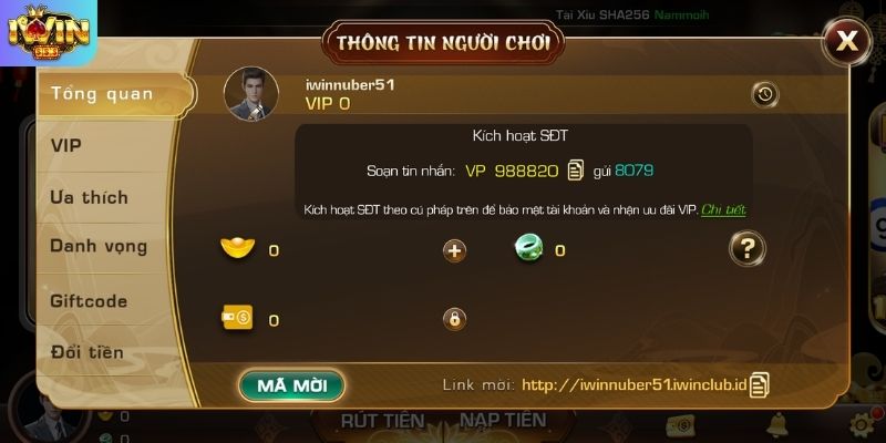 Xác thực số điện thoại bảo mật tài khoản IWIN Club